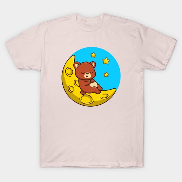 Cute Bear Sleeping On Moon T-Shirt by Catalyst Labs